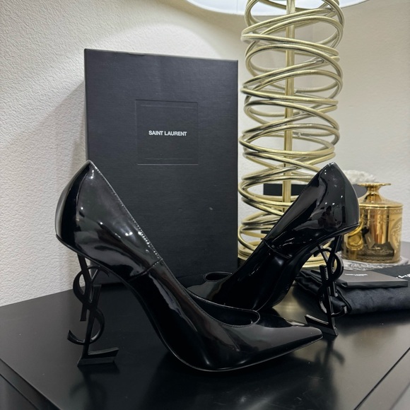 Saint Laurent YSL Opyum 110 Logo Heel Pump Patent Black 38 main image 7